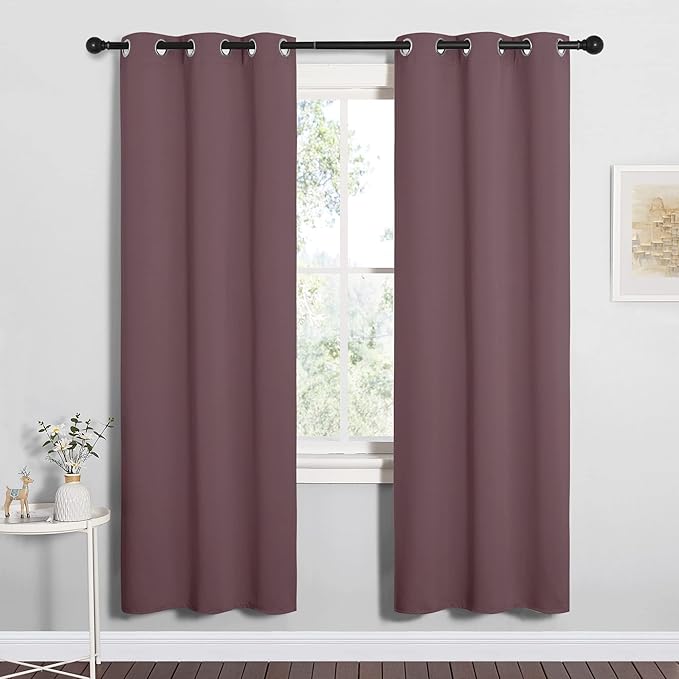NICETOWN Bedroom Curtain Panels Blackout Draperies, Dry Rose, 1 Pair, 34 by by NICETOWN