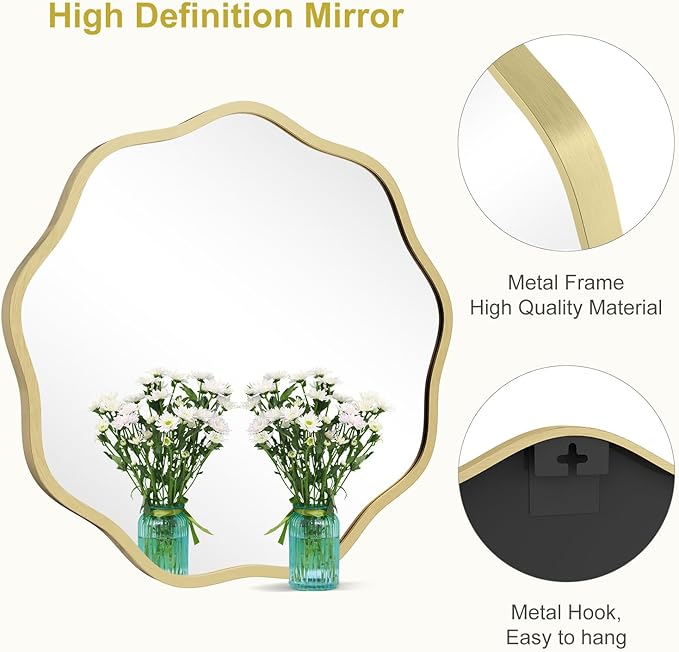 WallBeyond Round Wavy Mirror for Wall Decorative 20 inch, Modern Round Mirror - Image 5