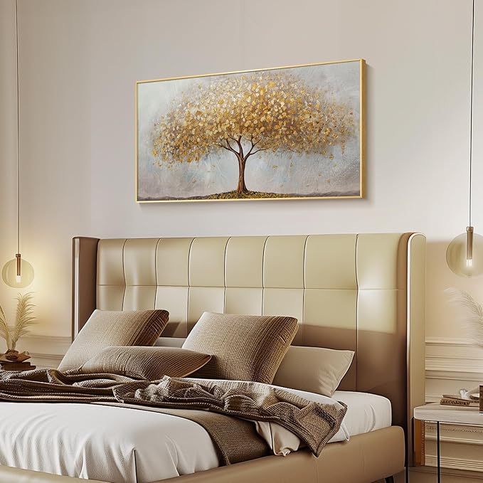 Large Framed Tree of Life Gold Wall Art, Large Canvas Prints Paintings Artwork - Image 3