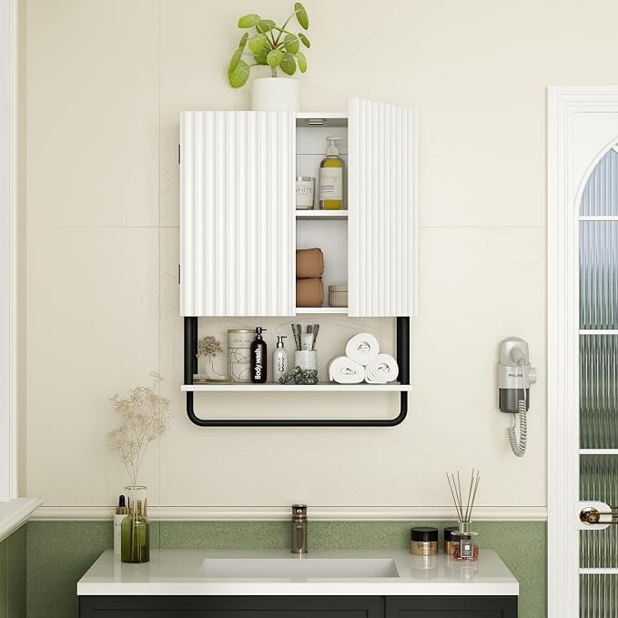 RUSTOWN Fluted Bathroom Wall Cabinet - Image 4