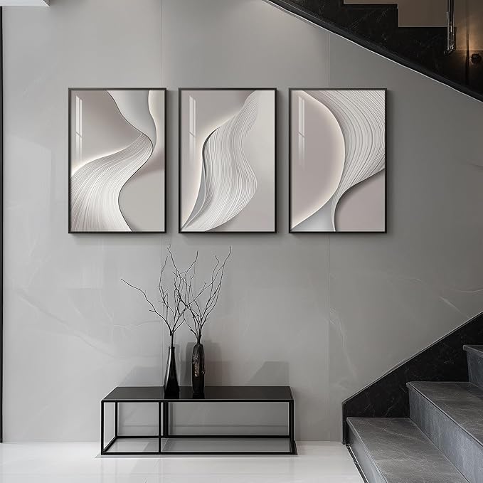Framed Modern Abstract Wall Art, 3 Piece Minimalist Bright Style Prints - Image 4