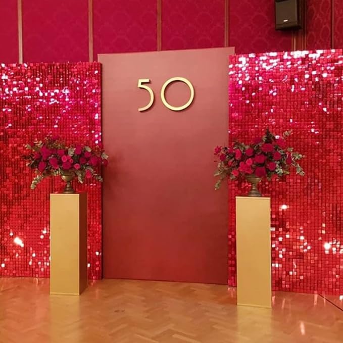 COKAOBE Red Shimmer Wall Backdrop, Photo Backdrops - Image 9