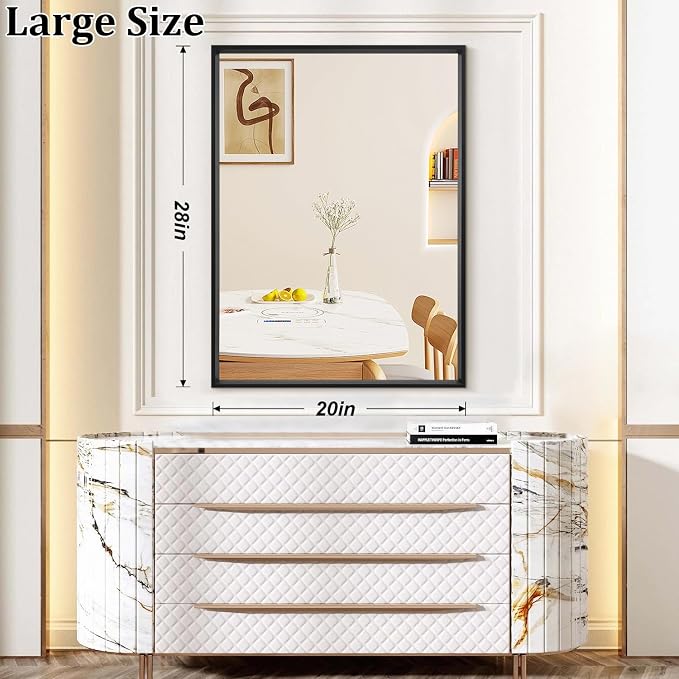 AAZZKANG Large Mirrors for Wall Black 28"x20" Rectangle Metal Framed Mirror - Image 2