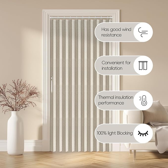 AJAZZ 100% Blackout Magnetic Door Curtain Accordion Doors Interior Folding - Image 9