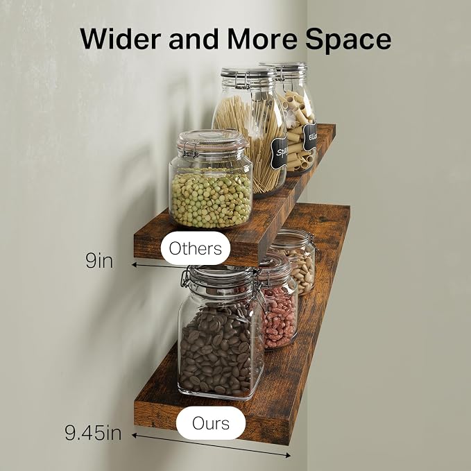 BAYKA Floating Shelves, 48 inches Long Wall Mounted Rustic Wood Shelves - Image 6