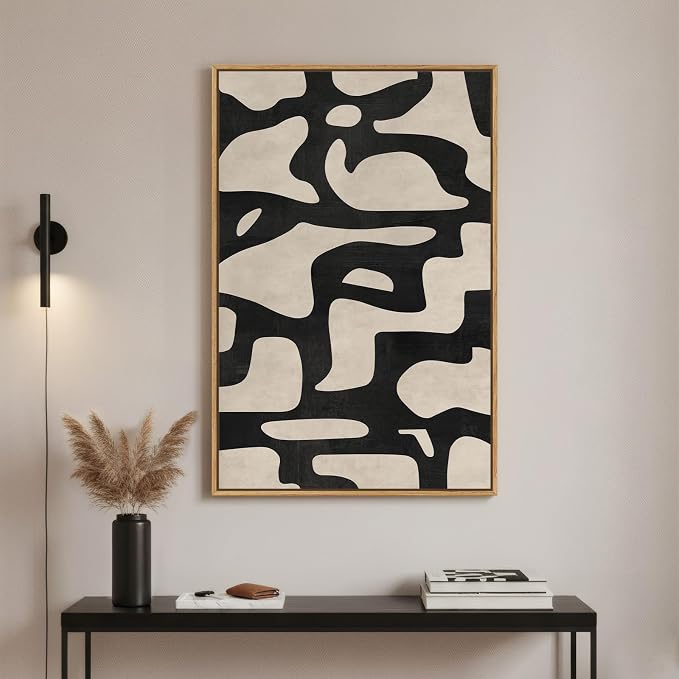 Framed Neutral Abstract Wall Art, Large Modern Canvas Prints Paintings Artwork - Image 4