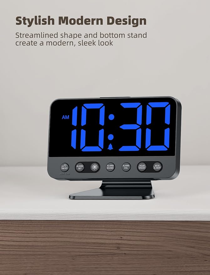 Odokee Digital Alarm Clocks for Bedrooms: Large Bold Number 5 Brightness Dimmer - Image 7