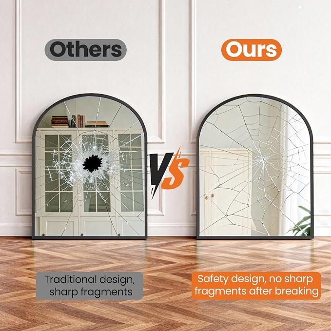 Sweetcrispy 31"x32" Arched Black Bathroom Mirrors - Image 7