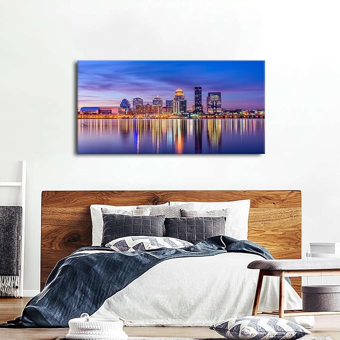 Louisville City Wall Art Sunset Kentucky Decor Colorful Waterfront Park Canvas - Image 5
