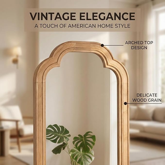 Wood Bathroom Mirror for Wall, 24 x 16 Inch Decorative Wall Mirror - Image 5