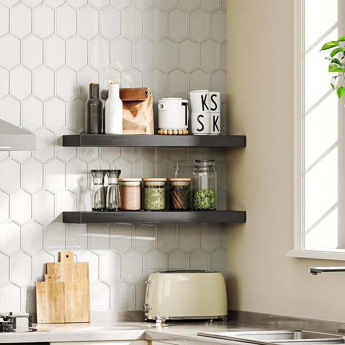 HOOBRO Floating Shelves for Wall, Wall Mounted Shelf Set of 2, 23.6" Hanging - Image 4
