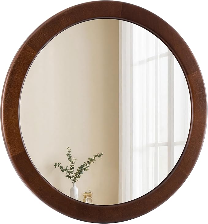 CULER Round Wood Mirror 24 Inch, Circle Mirror by Culer