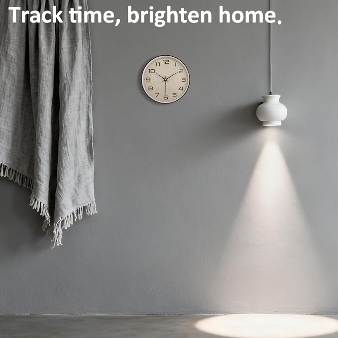 Woodgrain Wall Clock, Silent Non-Ticking Battery Operated Clock 10 Inch - Image 2