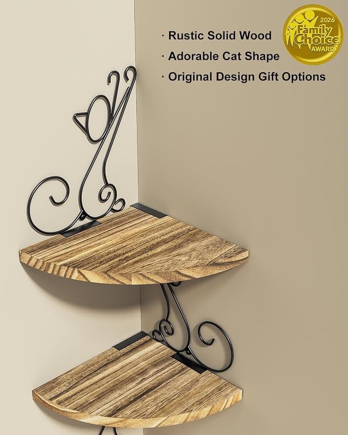 Alsonerbay Wall Mount Corner Shelves 4 Tier Floating Corner Storage Wood - Image 4