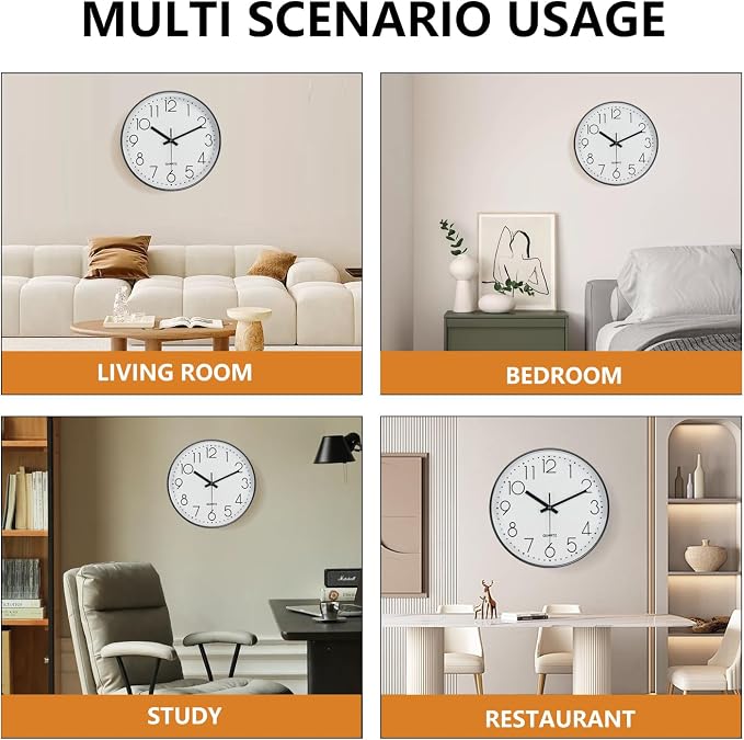 Wall Clock, Silent Wall Clocks Battery Operated 10 Inch Modern Non Ticking - Image 8