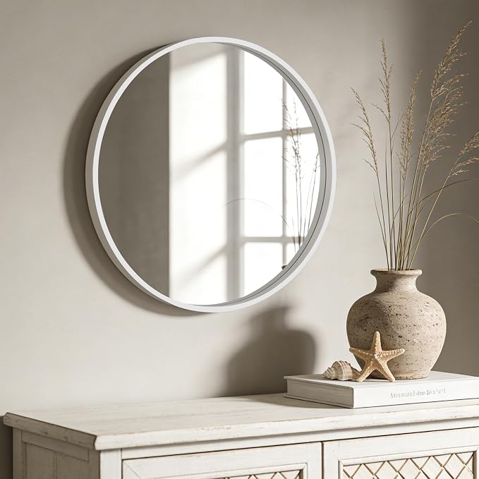 WallBeyond Round Wood Mirror 24 inch Circle Wall Mirror - Image 3