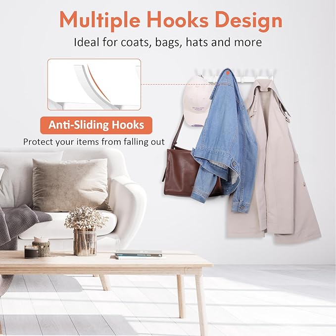 Optish Coat Rack Wall Mount, Coat Hook Wall Mount, Wall Hooks - Image 5