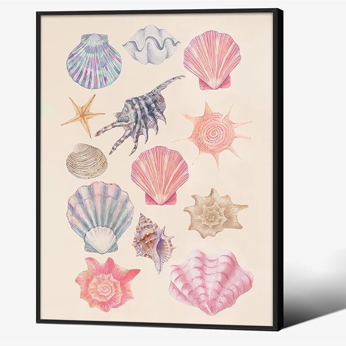 Pink Shell Posters Funky Coastal Cowgirl Wall Art Vintage Beach House by Unknown