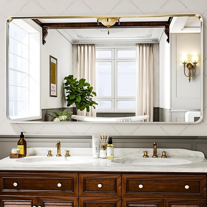 55"x 30" Silver Bathroom Mirror - Image 3