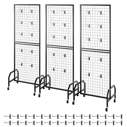VEVOR 3 Packs Grid Wall Panels, 1.9 x 5.4 ft Wire Grid Panels Display Rack - Image 9
