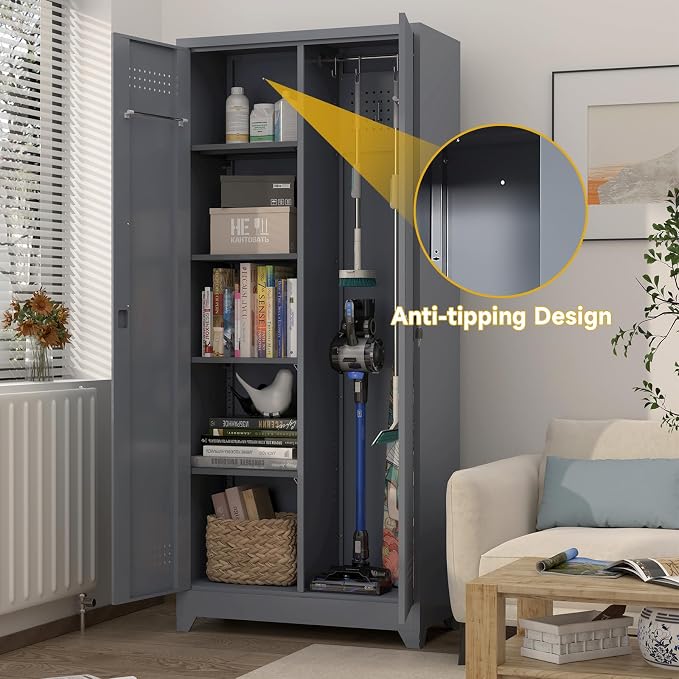 GREATMEET 72.8" H Tall Metal Garage Storage Cabinet - Image 4