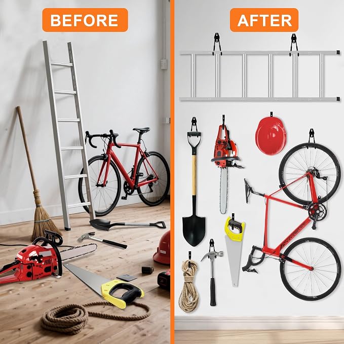 Heavy Duty Wall Garage Hooks, Steel Anti-Slip Utility Hooks Storage - Image 7