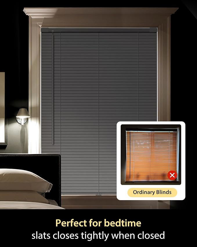 UNISHADES Custom No Tools No Drill Cordless Mini Blinds, 100% Privacy L-Shaped - Image 5