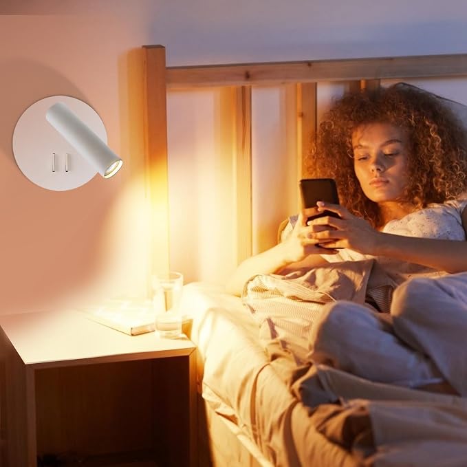 ZEROUNO Bedroom Wall Lamp with Switch Reading Light Hardwired Sconces Which - Image 8