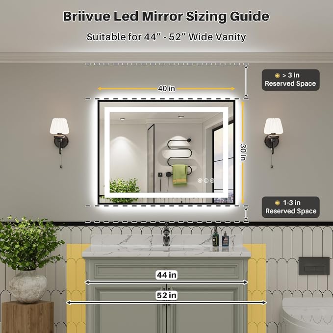 40x30 Inch LED Bathroom Mirror - Image 2