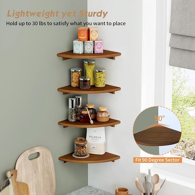 Forbena Walnut Brown Floating Corner Shelves - Image 7