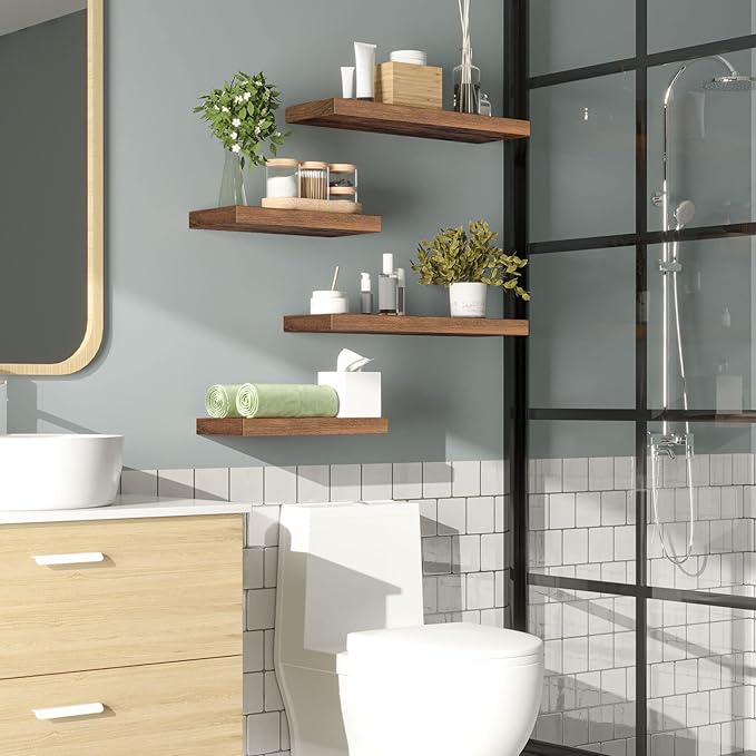 HOOBRO Floating Shelves for Wall, Wall Mounted Shelf Set of 2, 15.7" Hanging - Image 4