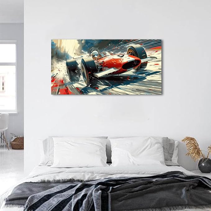 Large Abstract Car Posters F1 Wall Art Vintage Formula 1 Racing Canvas Prints - Image 5
