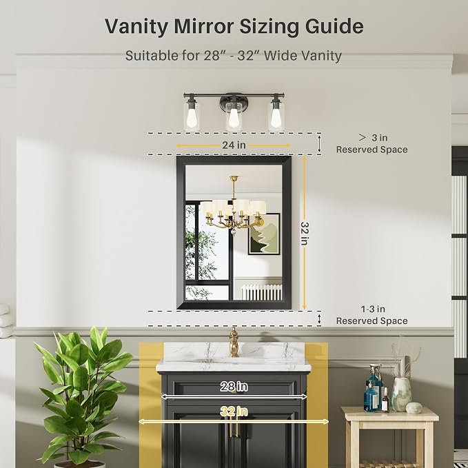 Briivue 24x32 Inch Black Bathroom Mirror - Image 2