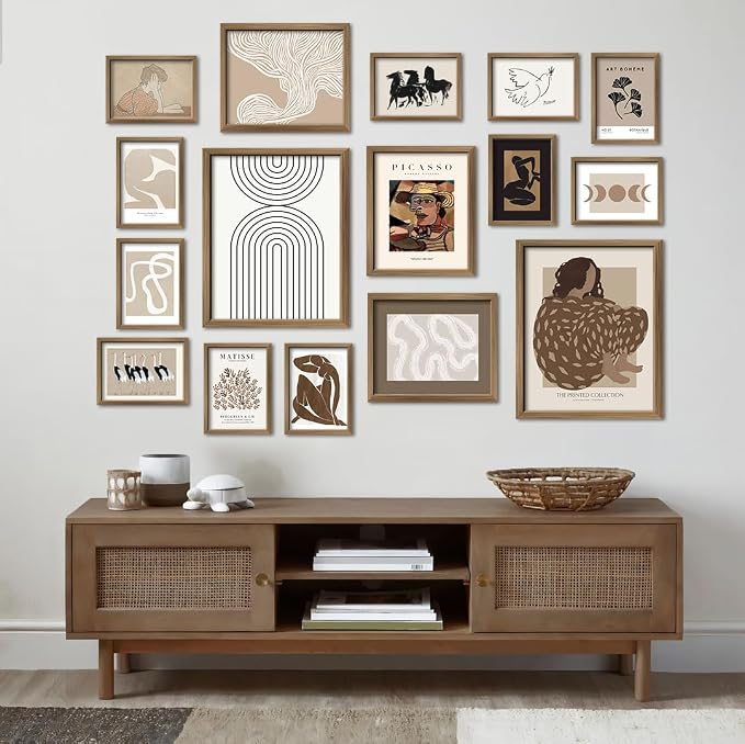 ANERZA 16 PCS Boho Eclectic Wall Art Decor, Abstract Gallery Wall Collage Kit - Image 5