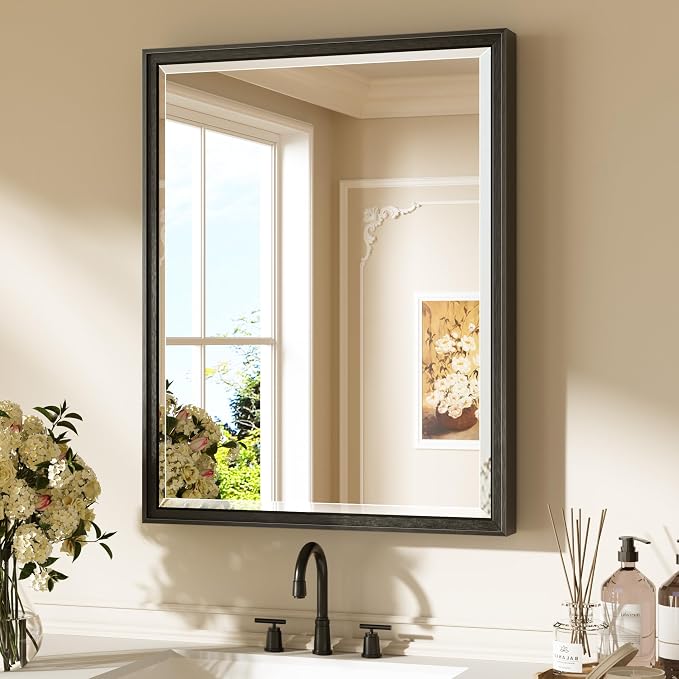Keonjinn 24" x 30" Black Bathroom Vanity Mirror, HD Tempered Glass, Shatterproof by Keonjinn