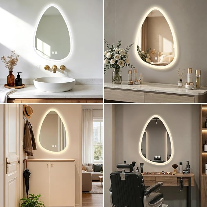 20x28 LED Bathroom Mirror with Lights Irregular, Lighted Bathroom Vanity Mirror - Image 6