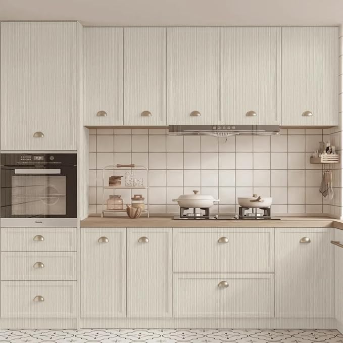 TANONE Beige Grasscloth Peel and Stick Wallpaper, Faux Linen Textured Self - Image 6