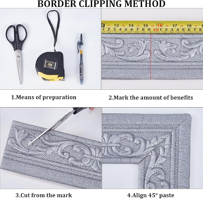CRASPIRE 82 x 3 Crown Molding Peel and Stick 3D Flexible Foam Wall Trim Silver - Image 5