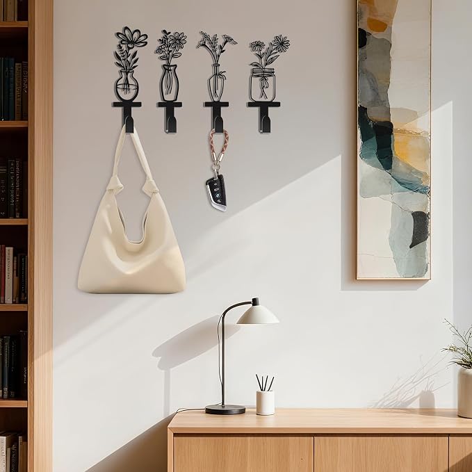 Decorative Wall Hooks, Metal Flowers Wall Decor - Image 3