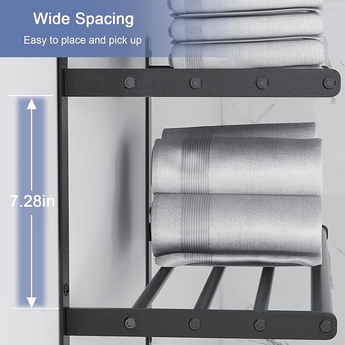 Hotel Towel Racks for Bathroom Wall Mounted, BETHOM 24 Inch Towel Shelf for - Image 5