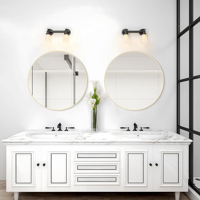 WallBeyond 24 inch Round Mirror Gold Circle Wall Mirror - Image 3