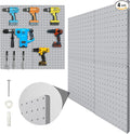 Peg Board, 4 Pack Metal Pegboard Panels Grey Pegboards Wall Organizer by Hogurity