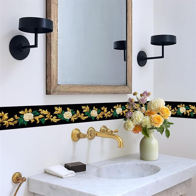 Baroque Floral Wallpaper Border 196x4 Inch Removable Wall Border Peel and Stick - Image 5