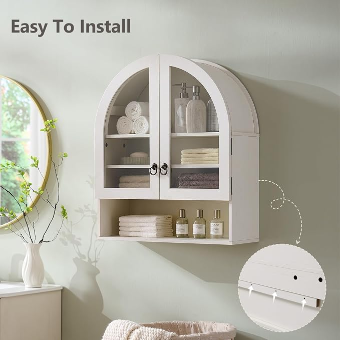 IFGET Bathroom Arched Wall Cabinet, 23.6'' Wide Medicine Cabinet - Image 8