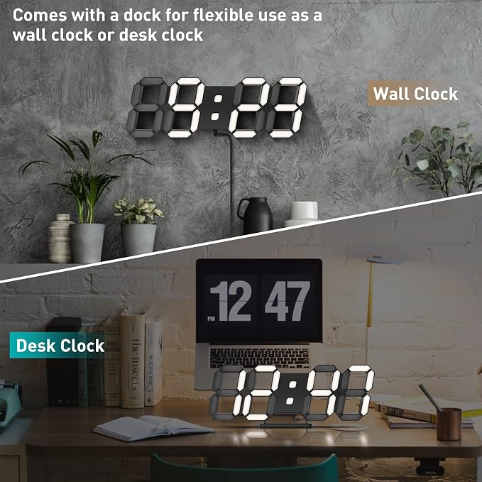 3D LED Clock Desk Alarm Clock Wall Clock - Image 3