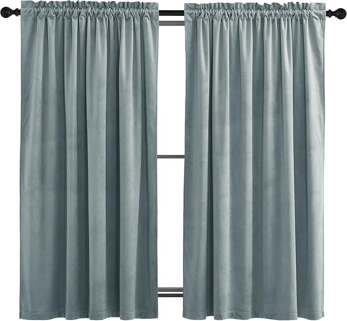 NICETOWN Greyish Blue Velvet Curtains 52" x 63", 2 Panels by NICETOWN