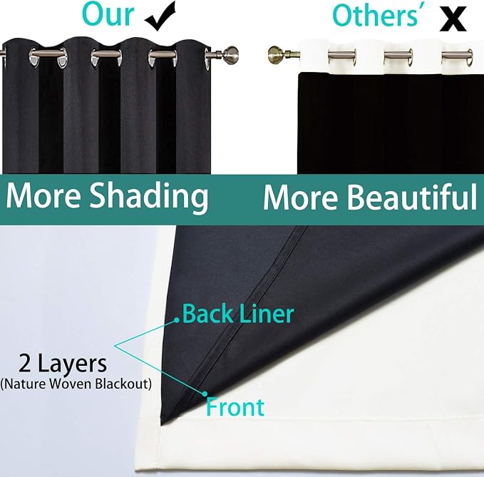 Yakamok 100% Blackout Curtains Thermal Insulated Curtain Panels - Image 5