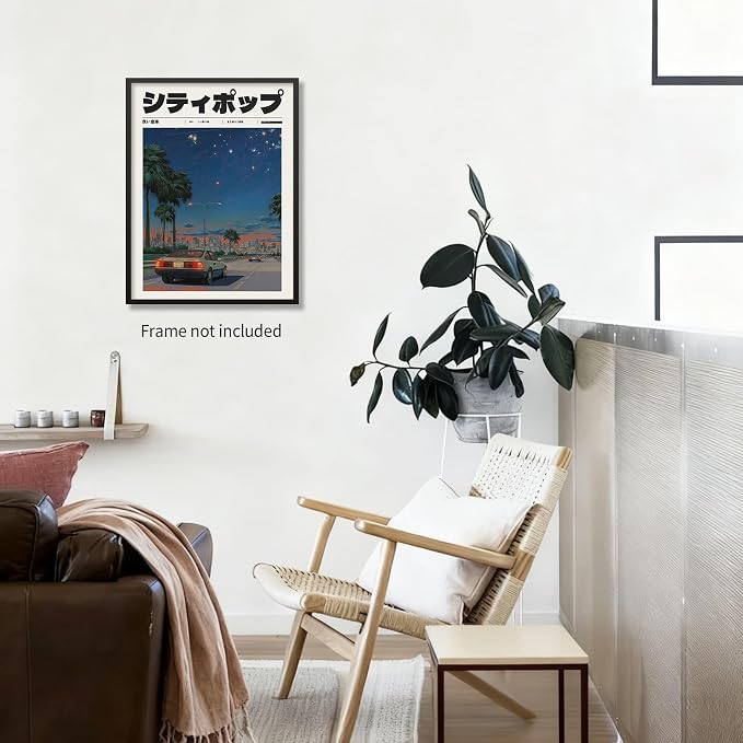 Heltrappe Vintage Japanese Canvas Wall Art 90s Vaporwave Aesthetic Print Asian - Image 6