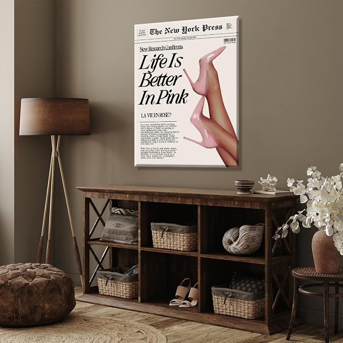 Trendy Baby Pink Poster 70s Canvas Prints The New York Press Wall Art Life Is - Image 6