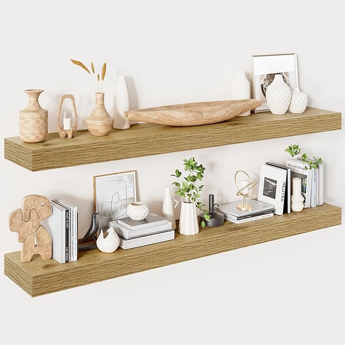 Heimlove Floating Shelves for Wall 48 Inches Long, 9.3" Deep Oak Floating Shelf by Heimlove